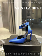 SL FANNY SLINGBACK PUMPS COBALT SATIN