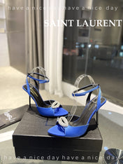 SL AYERS CRYSTAL SANDAL COBALT SATIN