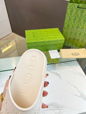 PLATFORM SANDALS IN WHITE CREAM MONOGRAM IMPORTED TPU