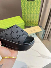 PLATFORM SANDALS IN BLACK MONOGRAM IMPORTED TPU