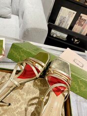 HIGH HEEL 65MM IN LIGHT GOLD CALFSKIN WITH RED HEART