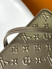 LV 25S LEXINGTON PREMIUM ORIGINAL HANDBAG 21 IN BEIGE GRAY MOONOGRAM CALFSKIN SHIMMERING METALLIC GOLD