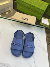 HORSEBIT FLATFORM SANDAL 5 CM IN AEGEAN BLUE IMPORTED TPU