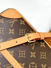 TROCADERO MINI MESSENGER BAG 23 IN BEIGE AND BROWN MONOGRAM COATED CANVAS