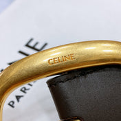 CL LARGE 35 MM BELT IN BLACK AND BROWN CALFSKIN GOLD HARDWARE