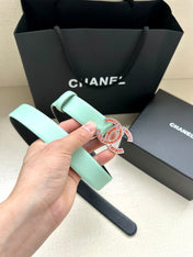 CHANEL 25S BELT 30 MM IN MINT GREEN CALFSKIN 616962