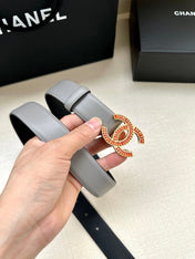 CHANEL 25S BELT 30 MM IN GREY CALFSKIN 616964