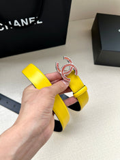 CHANEL 25S BELT 30 MM IN YELLOW CALFSKIN 616967