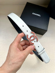 CHANEL 25S BELT 30 MM IN WHITE CALFSKIN 616972