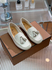 LP SPECIAL DOT SOLE WALK LOAFERS WHITE LAMBSKIN