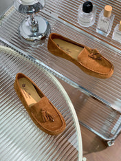 LP DOT SOLE WALK LOAFERS CARAMEL SUEDE