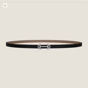 HM GAMMA BUCKLE & REVERSIBLE KHAKI BROWN AND BLACK LEATHER STRAP 13MM SILVER HARDWARE