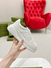 GG EMBOSSED TRAINER WHITE CALFSKIN