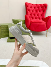 GG TRAINER GRAY AND CREAMY WHITE CALFSKIN