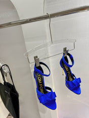 HIGH HEELS 11 CM IN COBALT BLUE PURE SILK AND LAMBSKIN