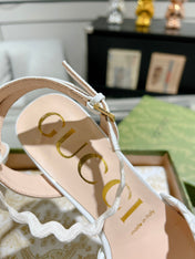 GG HIGH - HEEL SANDAL WHITE FABRIC ATTACH BOW