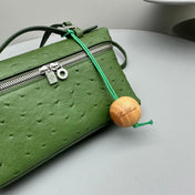 EXTRA POCKET L19 IN JUNGLE GREEN OSTRICH LEATHER