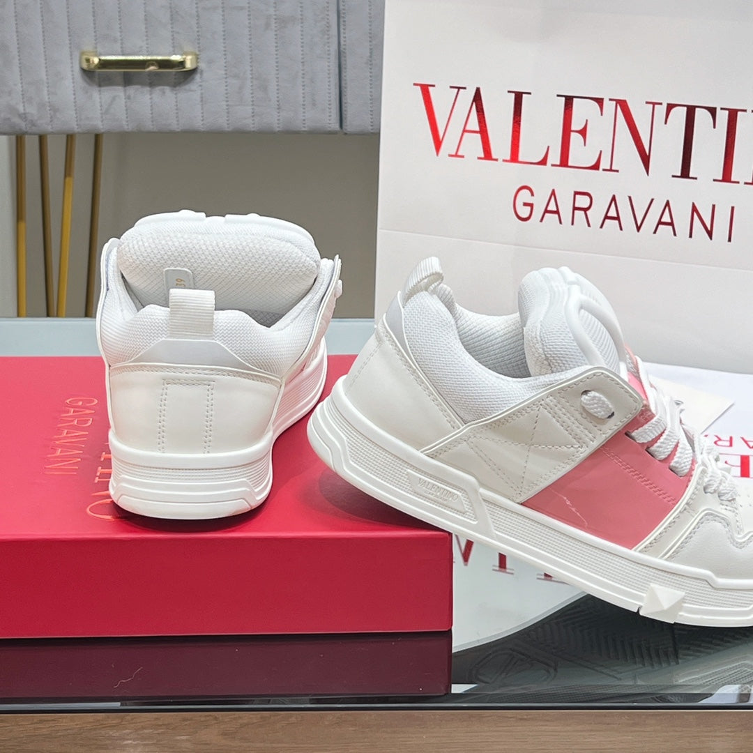 VALENTINO 25S GARAVANI OPEN SKATE SNEAKERS IN PEACH PINK LAMBSKIN STYLE 11