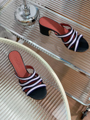 LP SPRIGHTLY CHARMS MID-SANDAL WHITE AND BLACK CALFSKIN