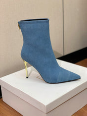 BALMAIN 26S BOOT 105 MM IN BLUE DENIM