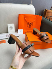 Gigi 50 Sandal Tan Black Calfskin