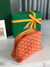 VENDÔME COSMETIC POUCH 17 IN ORANGE GOYARDINE CANVAS AND CALFSKIN TRIM