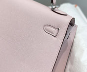 KELLY 25CM IN EPSOM MAUVE SWIFT CALFSKIN SILVER HARDWARE