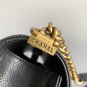 SMALL BOY BAG 20 IN BLACK LAMBSKIN GOLD HARDWARE