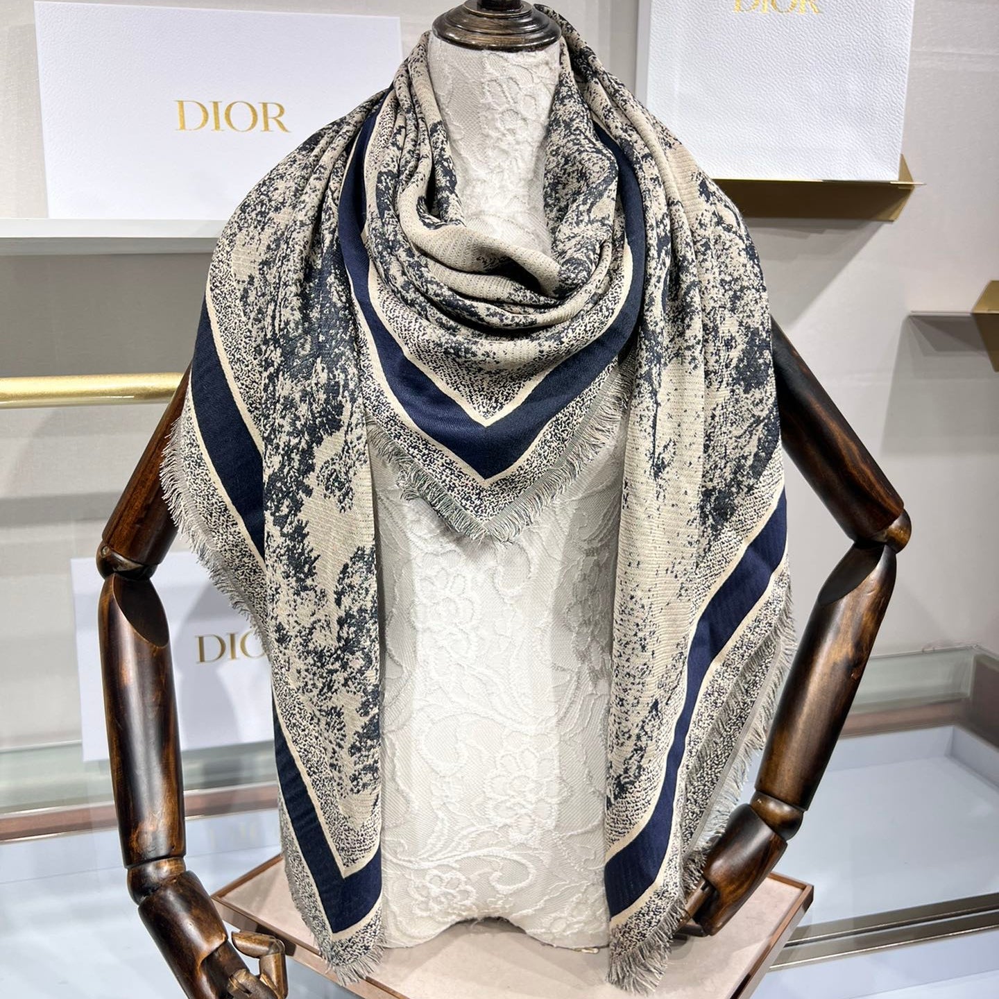 DIOR 26S SCARF 140 IN CASHMERE AND SILK 513694