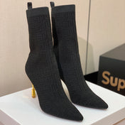 BALMAIN 26S BOOTS 95 MM IN BLACK FLYKNIT STYLE 7