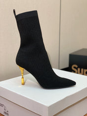 BALMAIN 26S BOOTS 95 MM IN BLACK FLYKNIT STYLE 7