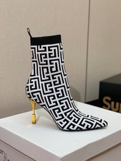 BALMAIN 26S BOOTS 95 MM IN BLACK AND WHITE FLYKNIT STYLE 6