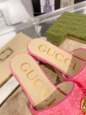 GG CHUNKY SLIDE SANDAL BRIGHT PINK CALFSKIN