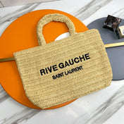 RIVE GAUCHE TOTE BAG 38 IN LIGHT YELLOW RAFFIA
