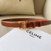 Medium Triomphe Belt 25mm Tan Calfskin White Line Finishing Ghw