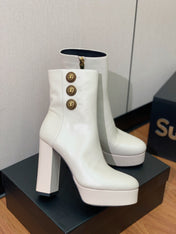 BALMAIN 26S ANKLE BOOTS 100 MM IN WHITE CALFSKIN