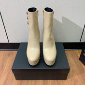 BALMAIN 26S ANKLE BOOTS 100 MM IN BEIGE CALFSKIN