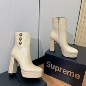BALMAIN 26S ANKLE BOOTS 100 MM IN BEIGE CALFSKIN