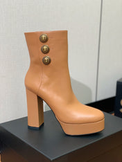 BALMAIN 26S ANKLE BOOTS 100 MM IN BROWN CALFSKIN