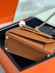 KELLY DESORDRE 20 IN BRONZE BROWN EPSOM LEATHER WITH GOLD HARDWARE