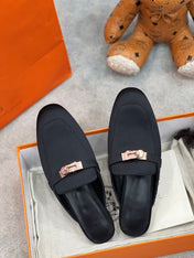OZ Mule Black Silk Thick Cloth/Sheepskin