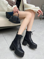 LAUREATE PLATFORM DESERT BOOT IN BLACK JACQUARD AND CALFSKIN