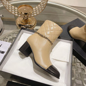 MID-HEEL ANKLE BOOTS IN TORTILLA BROWN CALFSKIN
