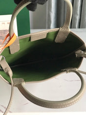 POITIERS CLAIRE-VOIE BAG 24 IN GREY MIX GREEN GOYARDINE CANVAS AND CALFSKIN