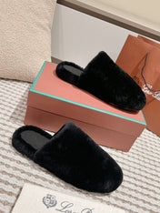 LP NATURAL WINTERCOZY WOOL BLACK SLIPPERS