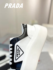 PRA DOWNTOWN THICK-SOLE SNEAKERS BLACK AND WHITE CALFSKIN