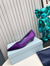 PRADA 26S POINTED TOE PUMPS 40MM IN PURPLE SATIN