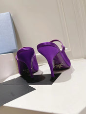 PRA HIGH-HEELED MULES VIOLET SATIN
