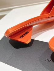 PRA POINTED-TOE MULES BRIGHT ORANGE SATIN