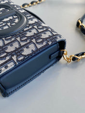 SIGNATURE CHAIN BAG 21 IN BLUE OBLIQUE JACQUARD